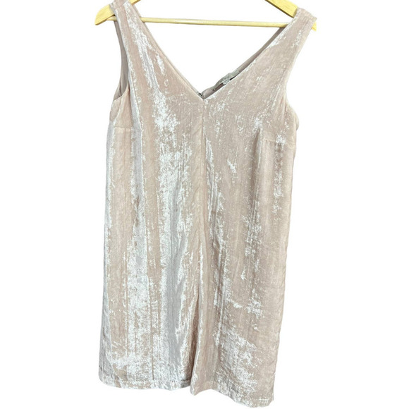 VTG LOFT Light Pink Crushed Velvet Velour Zip Up V Neck Shift Mini Dress 6 Fairy - Picture 9 of 9